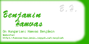 benjamin hamvas business card